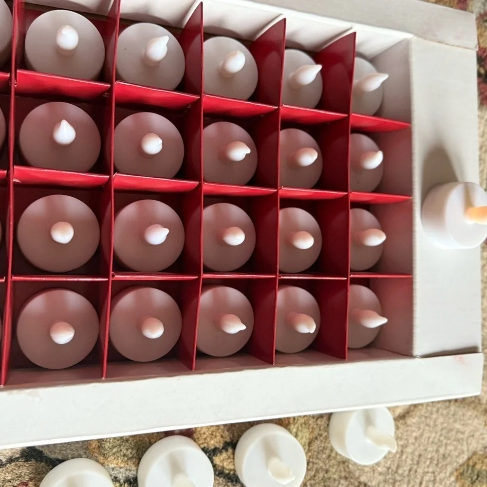 37 Flameless Elegant LED Safe Tea Lights Flickers and Glows with Batteries